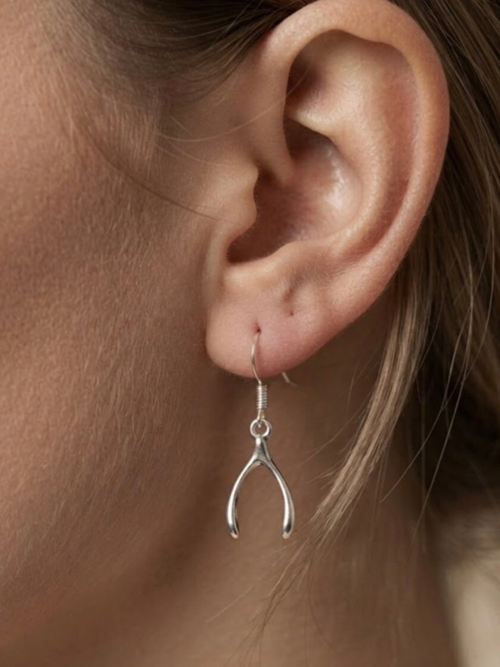 Sterling silver wishbone fishhook earrings